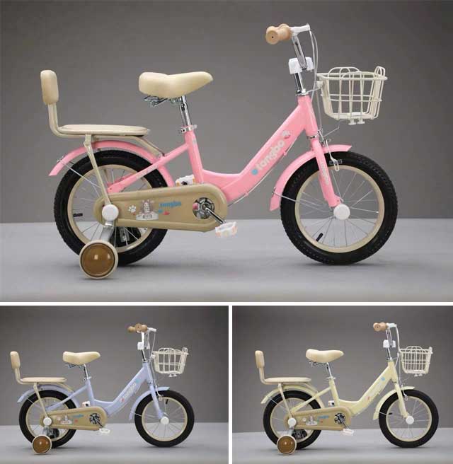 Xe Đạp Trẻ Em Tongbo Size 12-14-16 Inch Cho Bé Gái 2-8 Tuổi - Màu Be