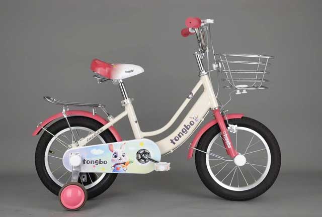 Xe Đạp Trẻ Em Tongbo Size 12-14-16 Inch Cho Bé Gái 2-8 Tuổi - Màu Trắng Hồng