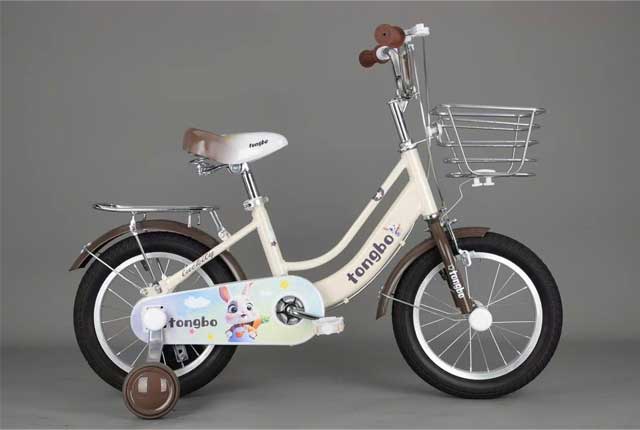 Xe Đạp Trẻ Em Tongbo Size 12-14-16 Inch Cho Bé Gái 2-8 Tuổi - Màu Trắng Nâu