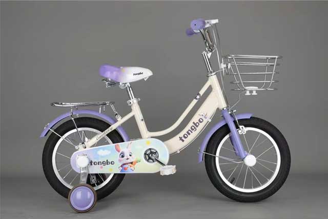 Xe Đạp Trẻ Em Tongbo Size 12-14-16 Inch Cho Bé Gái 2-8 Tuổi - Màu Trắng Xanh